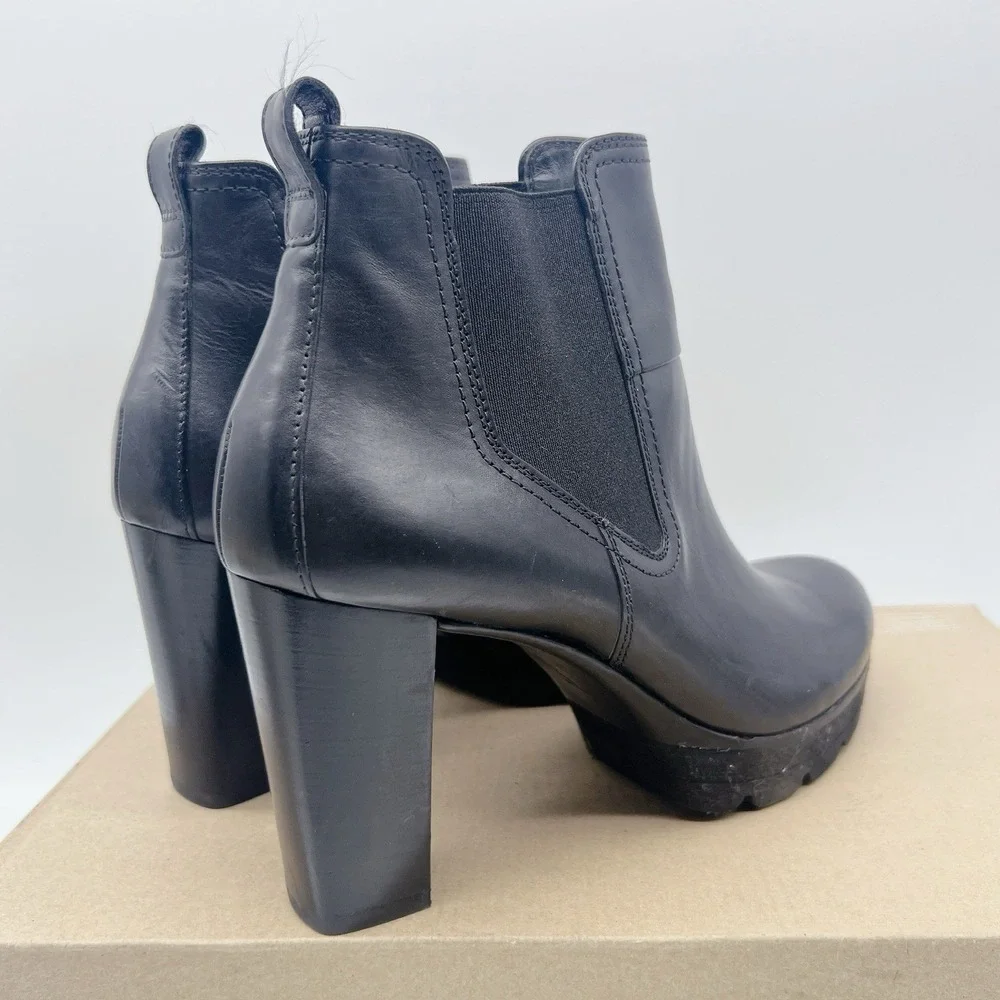 Paul Green Dallas Chelsea Bootie Boots Platform Heel Black Leather UK 5.5 US 8